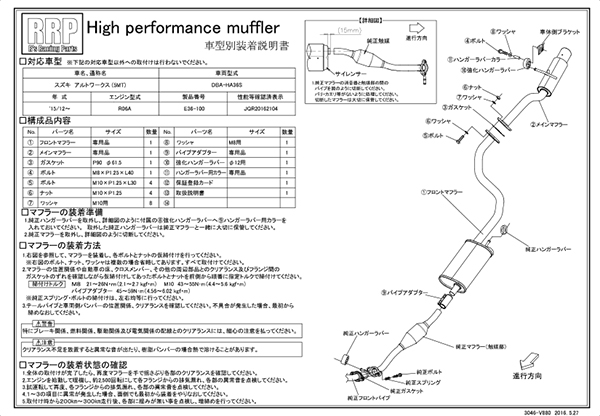 RRP ハイパフォーマンスマフラー